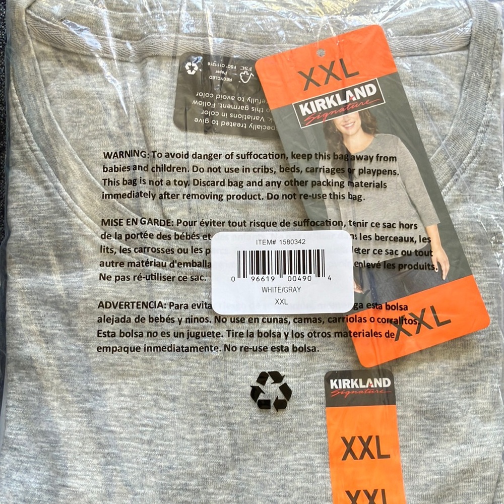 Kirkland Signature Ladies' 3/4 Sleeve 100% cotton Slub Tee, 2-pack